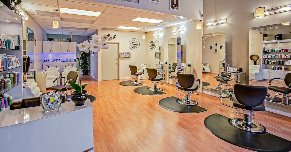 Spacious and stylish hair salon interior in Del Mar, CA showcasing chic design.